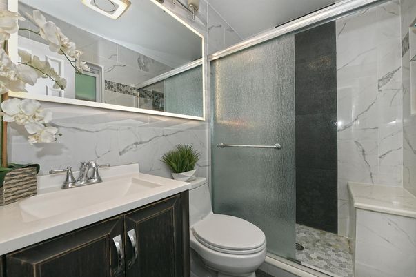 Bathroom, Glass Shower, Interior, Marble Walls