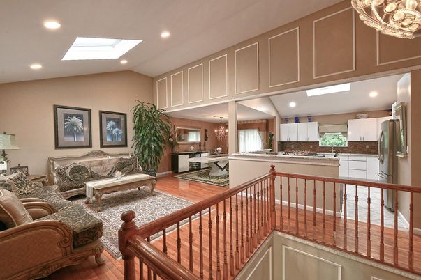 Interior, Kitchen, Living room, Recessed Lighting, Stainless Steel Appliances, Wood Texture Flooring