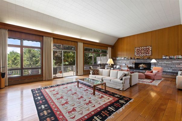 Fireplace, Interior, Living room, Stone Walls, Wood Texture Flooring, Wooden Walls