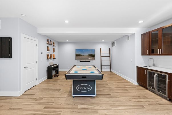 Game Room, Interior, Recessed Lighting, Wood Texture Flooring