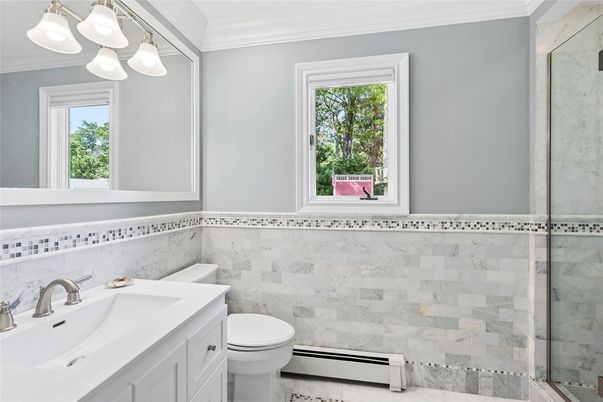 Bathroom, Glass Shower, Interior, Marble Walls