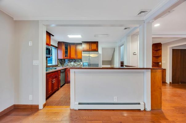Interior, Kitchen, Recessed Lighting, Wood Texture Flooring