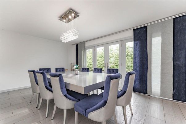 Chandelier, Dining room, Interior, Pendant Lights, Wood Texture Flooring