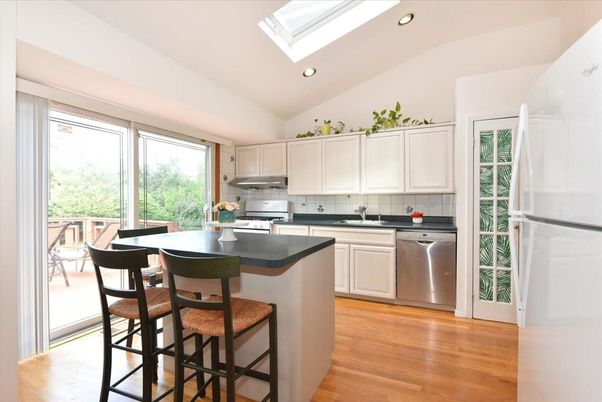 Dining room, Interior, Kitchen, Recessed Lighting, Stainless Steel Appliances, Wood Texture Flooring