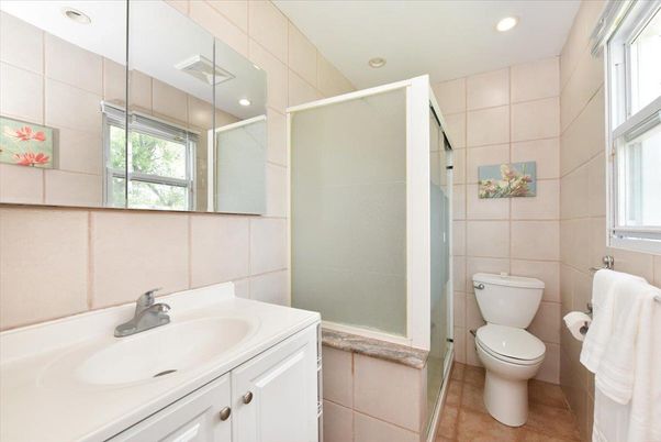 Bathroom, Glass Shower, Interior, Recessed Lighting
