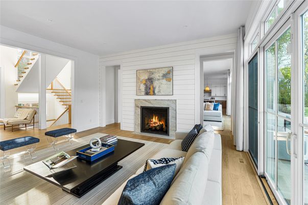 Fireplace, Interior, Living room, Stone Walls, Wood Texture Flooring