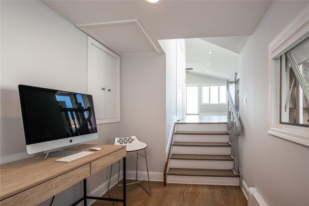 Home Office, Interior, Recessed Lighting, Wood Texture Flooring