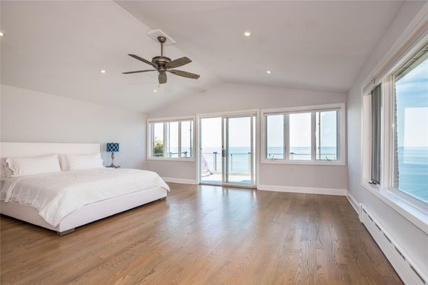 Bedroom, Interior, Recessed Lighting, Water, Wood Texture Flooring