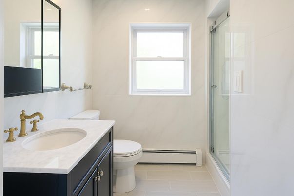 Bathroom, Glass Shower, Interior, Recessed Lighting