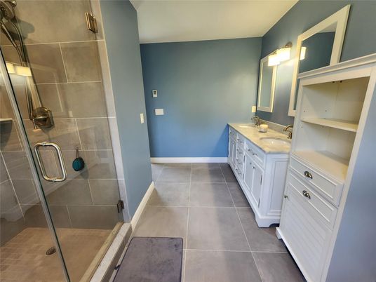 Bathroom, Dual Sink Vanities, Glass Shower, Interior