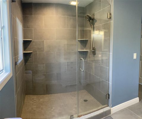 Bathroom, Glass Shower, Interior, Recessed Lighting