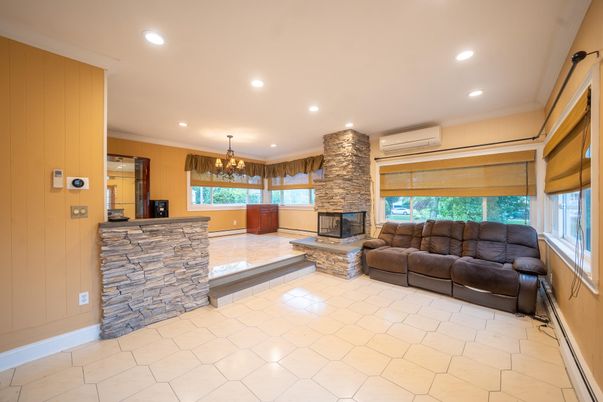 Chandelier, Fireplace, Interior, Living room, Recessed Lighting