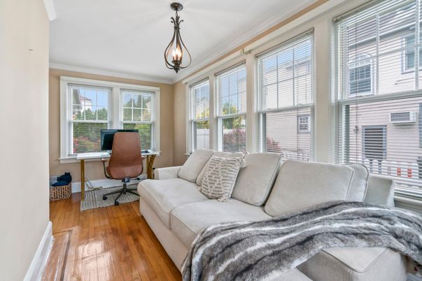 Home Office, Interior, Pendant Lights, Wood Texture Flooring