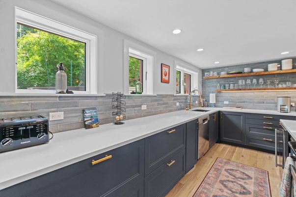Interior, Kitchen, Recessed Lighting, Wood Texture Flooring
