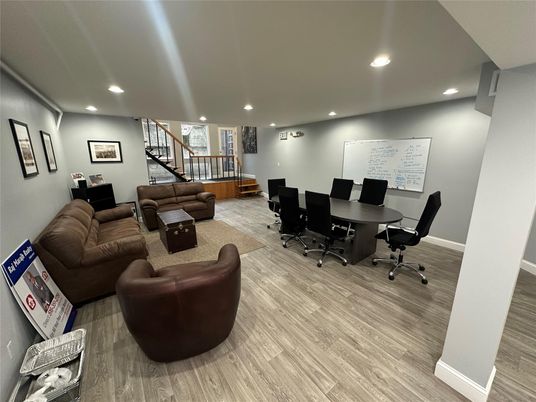 Home Office, Interior, Living room, Recessed Lighting, Wood Texture Flooring
