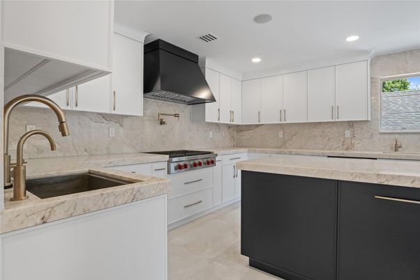 Interior, Kitchen, Marble Walls, Recessed Lighting