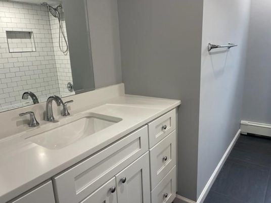Bathroom, Dual Sink Vanities, Interior, Wood Texture Flooring