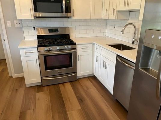 Interior, Kitchen, Stainless Steel Appliances, Wood Texture Flooring