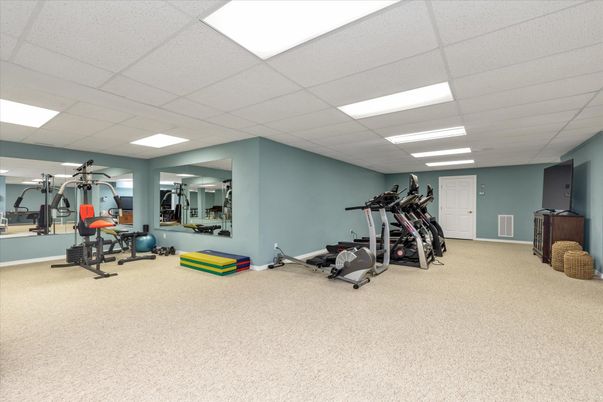 Fitness Equipment, Gym, Interior, Recessed Lighting