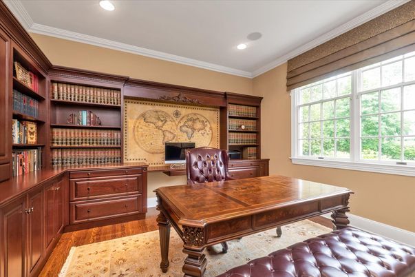 Home Office, Interior, Recessed Lighting, Wood Texture Flooring