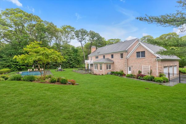 Backyard, Exterior, Facade, Brick Facade, Pool, Brick Traditional
