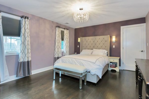 Bedroom, Chandelier, Interior, Wood Texture Flooring
