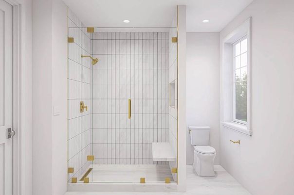 Bathroom, Glass Shower, Interior, Recessed Lighting