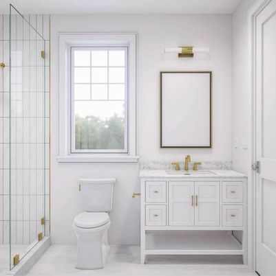 Bathroom, Glass Shower, Interior, Marble
