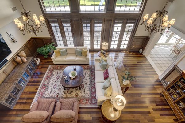 Chandelier, Interior, Living room, Wood Texture Flooring