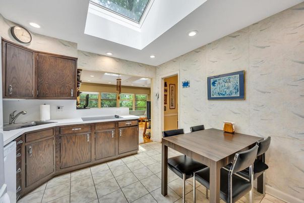 Dining room, Glass Ceilings, Interior, Kitchen, Marble Walls, Recessed Lighting