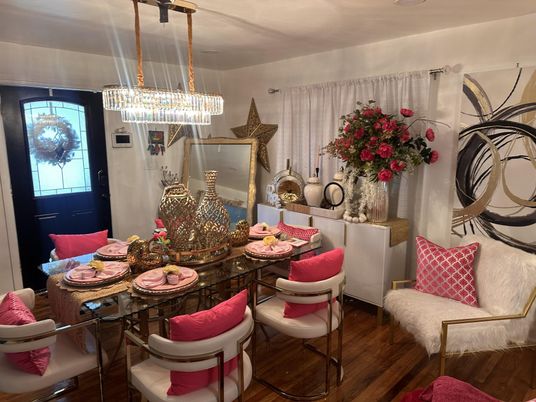 Chandelier, Dining room, Interior, Wood Texture Flooring