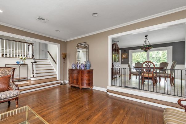 Dining room, Interior, Recessed Lighting, Wood Texture Flooring