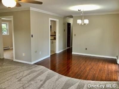 Chandelier, Empty room, Interior, Wood Texture Flooring
