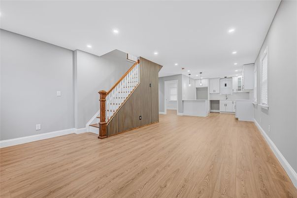 Interior, Kitchen, Pendant Lights, Recessed Lighting, Wood Texture Flooring