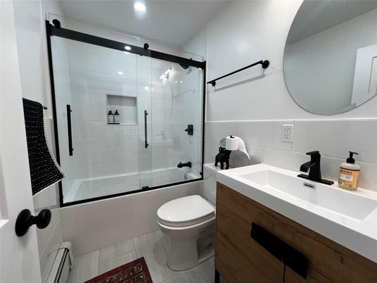 Bathroom, Glass Shower, Interior, Recessed Lighting