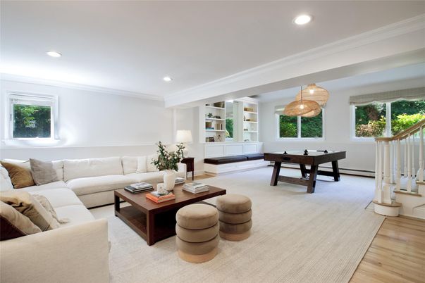 Dining room, Interior, Living room, Recessed Lighting, Wood Texture Flooring