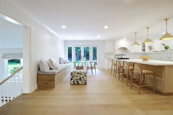 Interior, Kitchen, Pendant Lights, Recessed Lighting, Wood Texture Flooring
