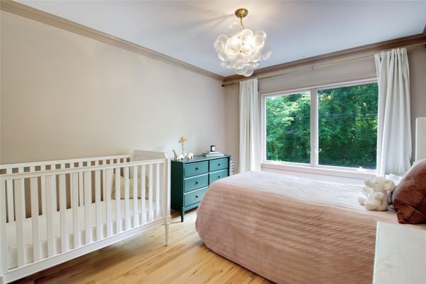 Bedroom, Chandelier, Interior, Wood Texture Flooring