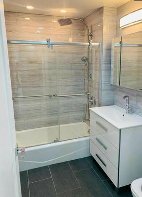 Bathroom, Glass Shower, Interior, Recessed Lighting