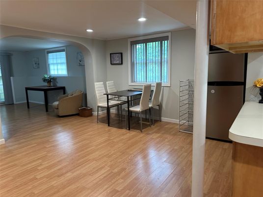 Dining room, Interior, Recessed Lighting, Wood Texture Flooring