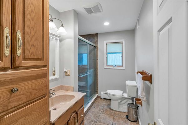 Bathroom, Glass Shower, Interior, Recessed Lighting