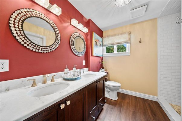 Bathroom, Dual Sink Vanities, Interior, Wood Texture Flooring