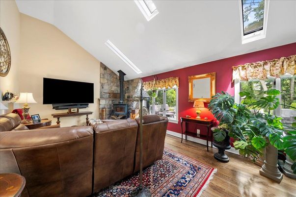 Fireplace, Interior, Living room, Stone Walls, Wood Texture Flooring
