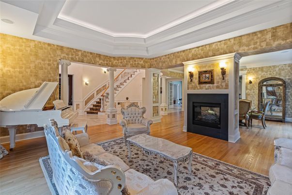Fireplace, Interior, Living room, Piano, Wood Texture Flooring