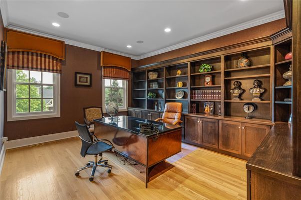 Home Office, Interior, Recessed Lighting, Wood Texture Flooring