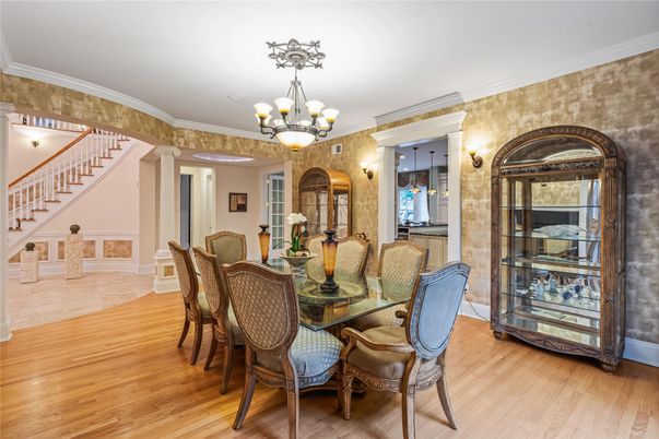 Chandelier, Dining room, Interior, Wood Texture Flooring