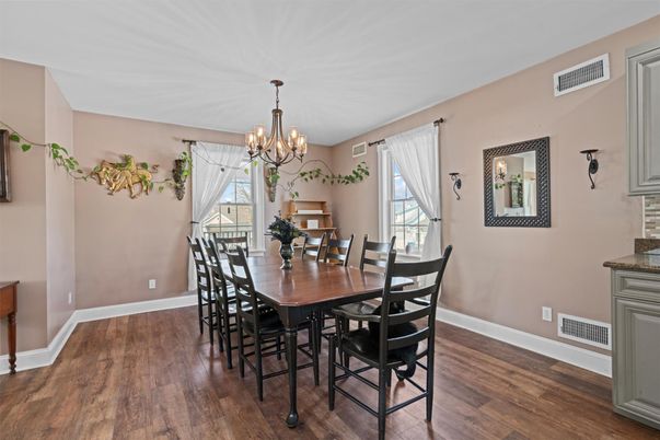 Chandelier, Dining room, Interior, Wood Texture Flooring