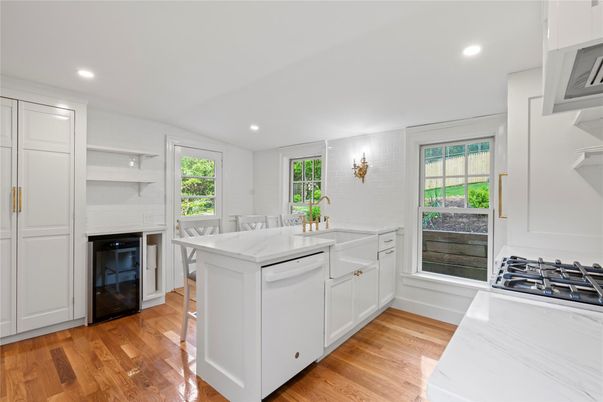 Interior, Kitchen, Recessed Lighting, Wood Texture Flooring
