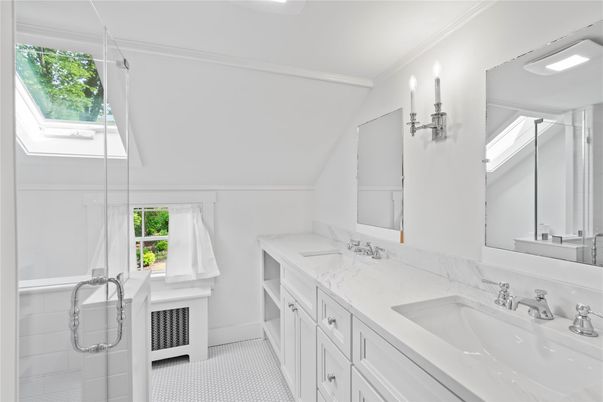 Bathroom, Dual Sink Vanities, Glass Shower, Interior
