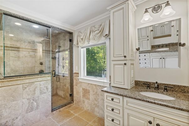 Bathroom, Glass Shower, Interior, Recessed Lighting